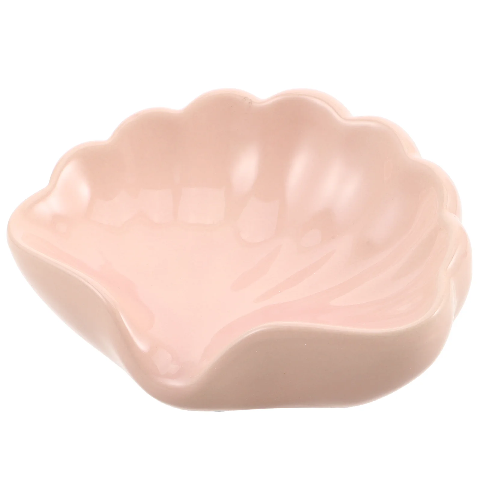 

Shell Design Ceramic Soap Dish Self Draining Soap Holder Bathroom Shower Kitchen Counter Jewelry Storage Tray Ring Storage Plate