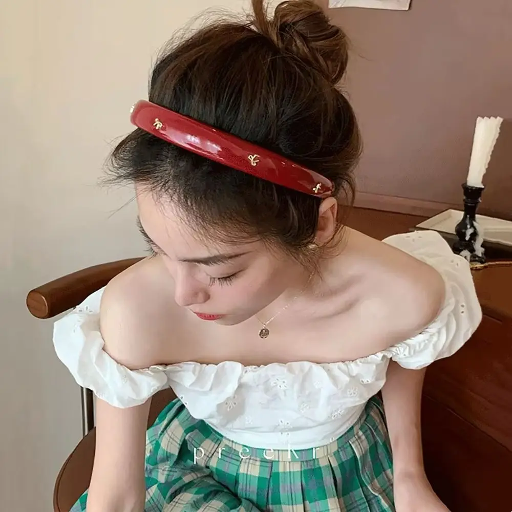 

1 шт., новая красная повязка на голову из искусственной кожи, женский обруч для волос в стиле ретро, элегантная широкая повязка для волос, модные аксессуары для волос