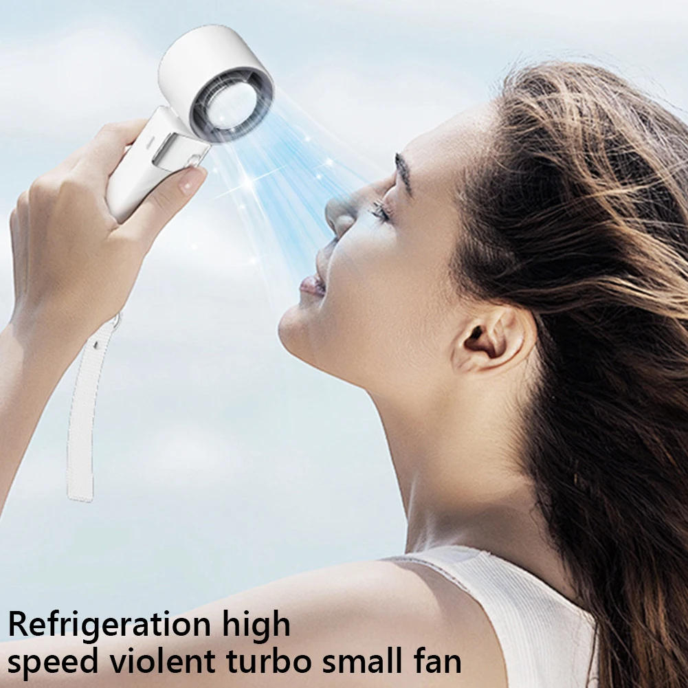 Portable Handheld Fan USB Rechargeable Folding Fan for Outdoor Travel (White)