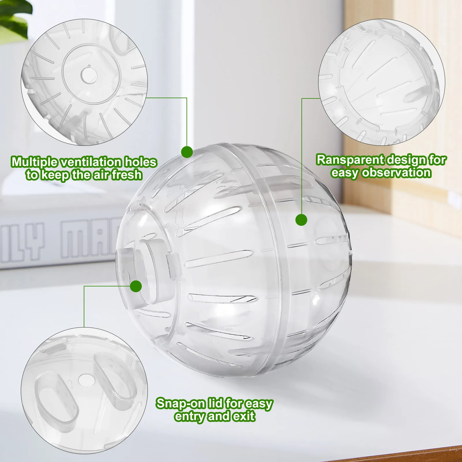 

Hamster Running Ball Transparent Design with Ample Air Flow for Comfortable Playtime Easy to Clean Disassemble Small Animal