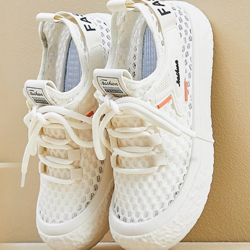 

Дышащая сетчатая обувь, женская летняя спортивная повседневная обувь с круглым носком, легкая обувь для бега, кроссовки на шнуровке