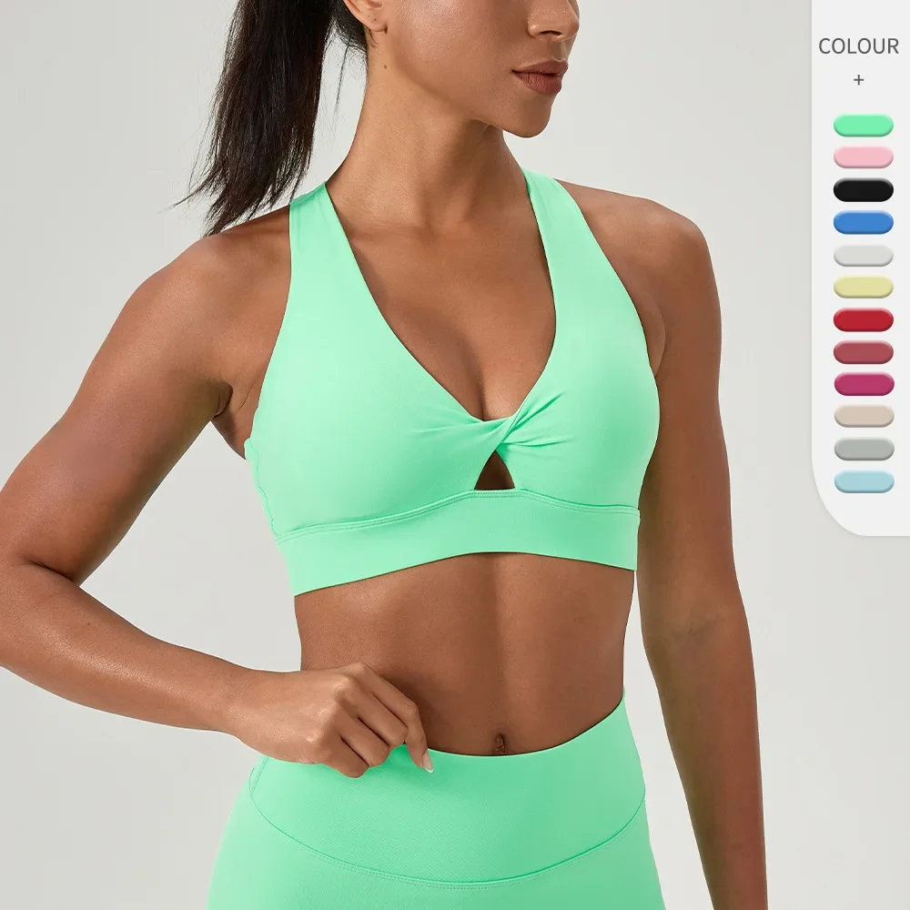 Yoga bra removable chest pad quick-drying sports vest buckle shockproof gym underwear