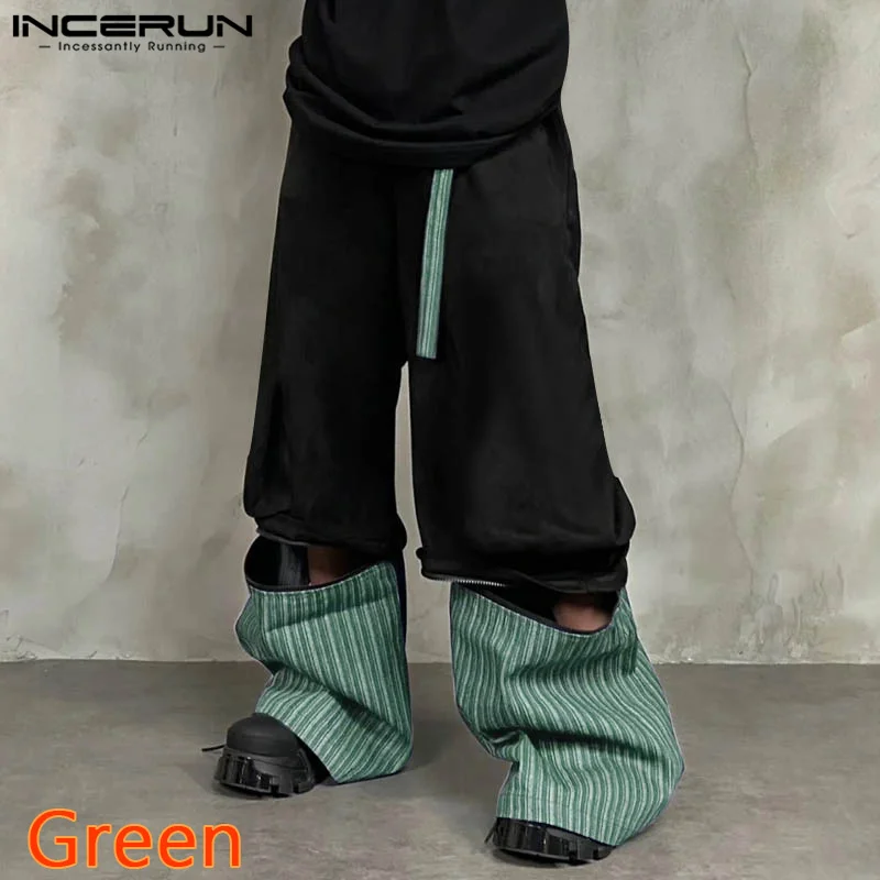 INCERUN 2024 Korean Style Trousers Fashion New Men Color Blocked Wide Leg Zipper Design Pants Casual Personality Pantalons S-5XL