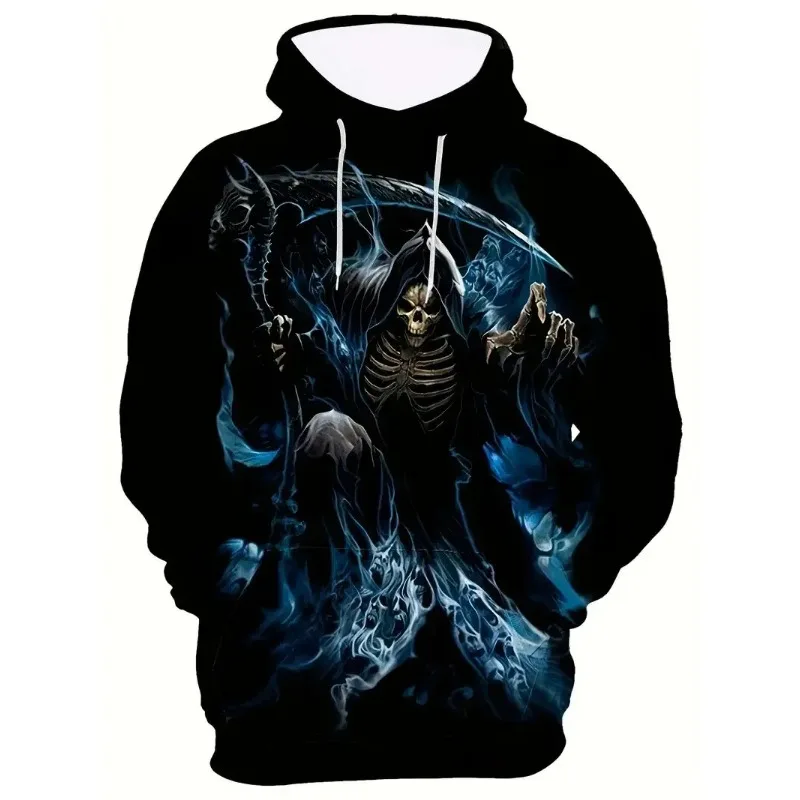 

2025 Men's Fashion Skull Pattern Hoodie Breathable 3D Printed Outdoor Clothing Street Comfortable Sportswear