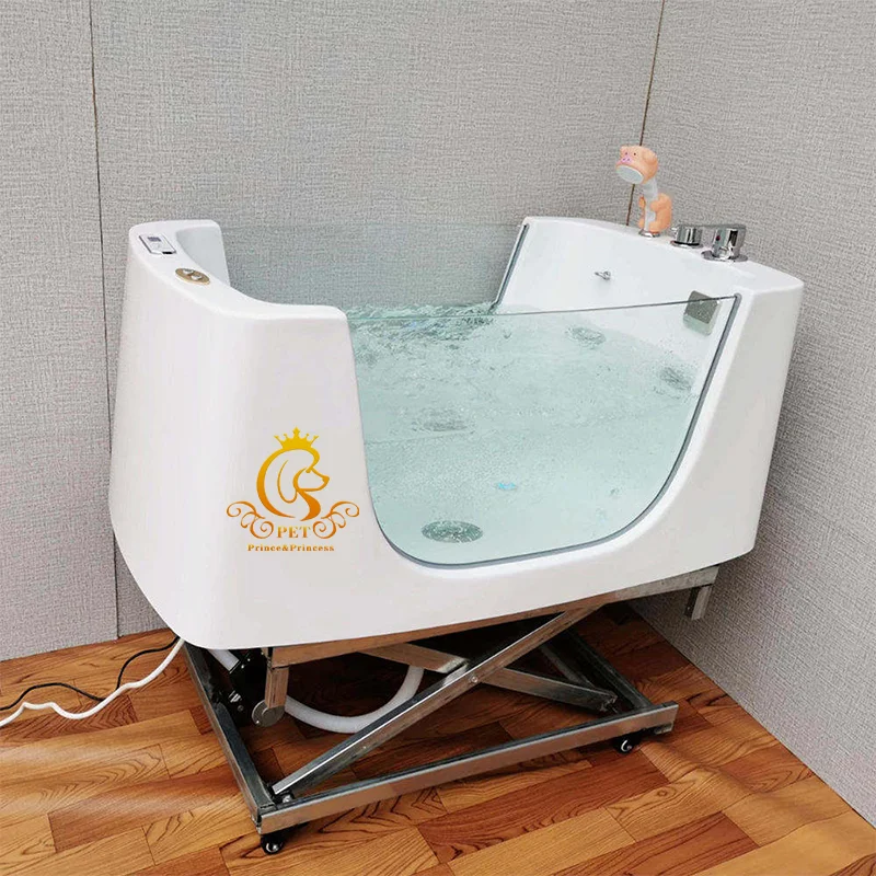 Freestanding Pet Spa Bathtub With Ozone Spa Dog Bathtub Massage Machine Air Bubble Feature for Pet Cleaning Bathing