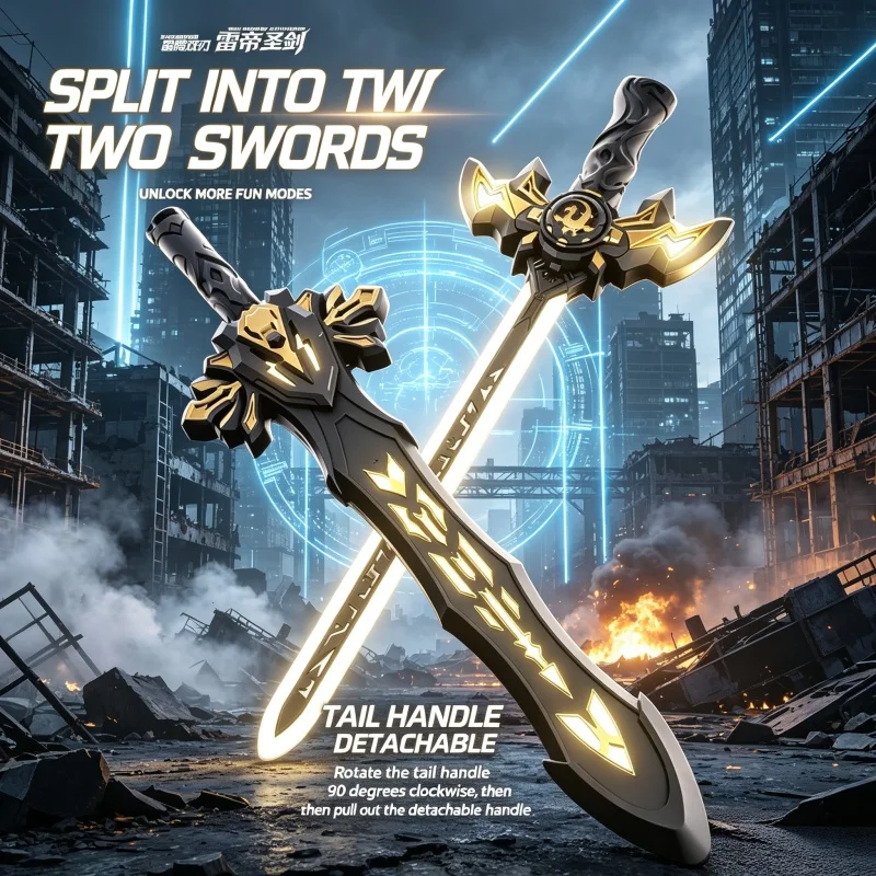 Glowing LED Sword Toy With Battle Sound Effect Flash Light Blade Kids Role Play Prop Halloween Party Favor Gift