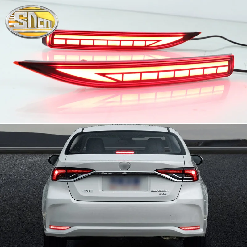 2PCS For Toyota Corolla 2019-2023 Multi-function Car LED Rear Fog Lamp Bumper Light Brake Light Dynamic Turn Signal Reflector