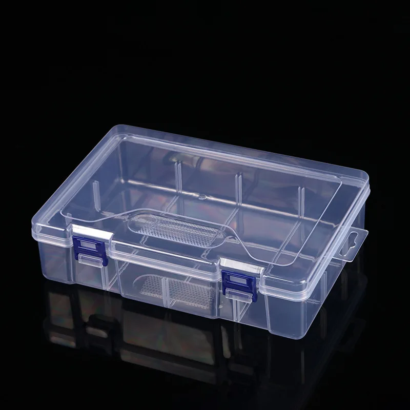 1PC Small Double-Layer Transparent Jewelry Box Rectangular Hardware Plastic Packaging Box Nail Art Double Buckle Storage Box