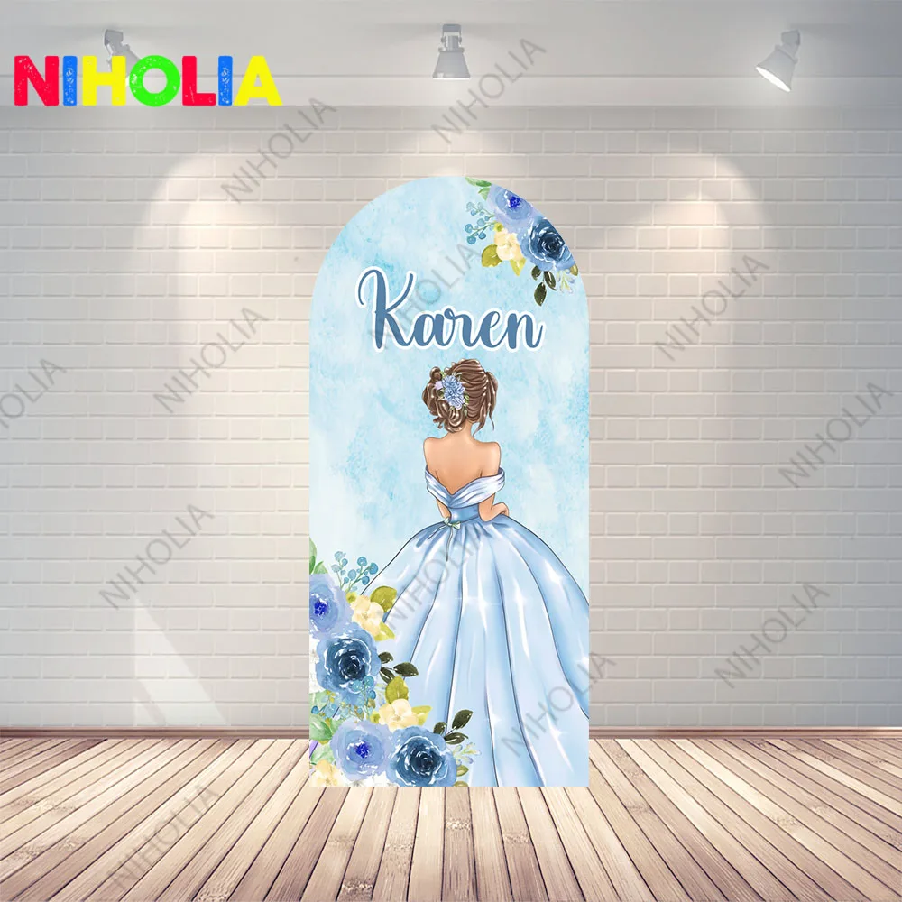 Niholia Custom Quinceanera Arch Photo Backdrop Dress Girl Birthday Party Arched Covers Wedding Decoration Doubleside Booth Prop