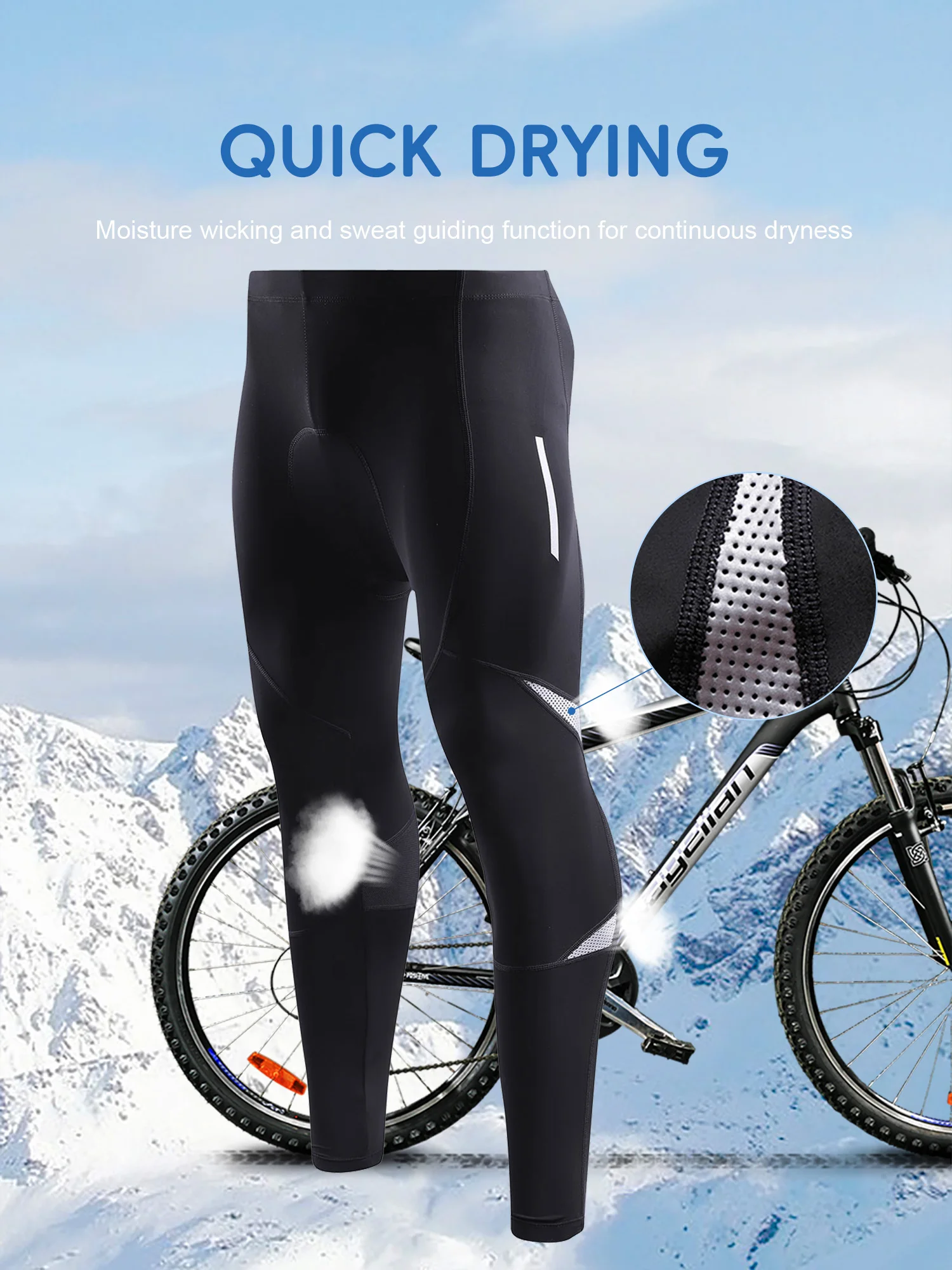 

Mens Winter Thermal Cycling Pants Long Fleece Lined Windproof Biking Trousers for Cold Weather Outdoor Sports