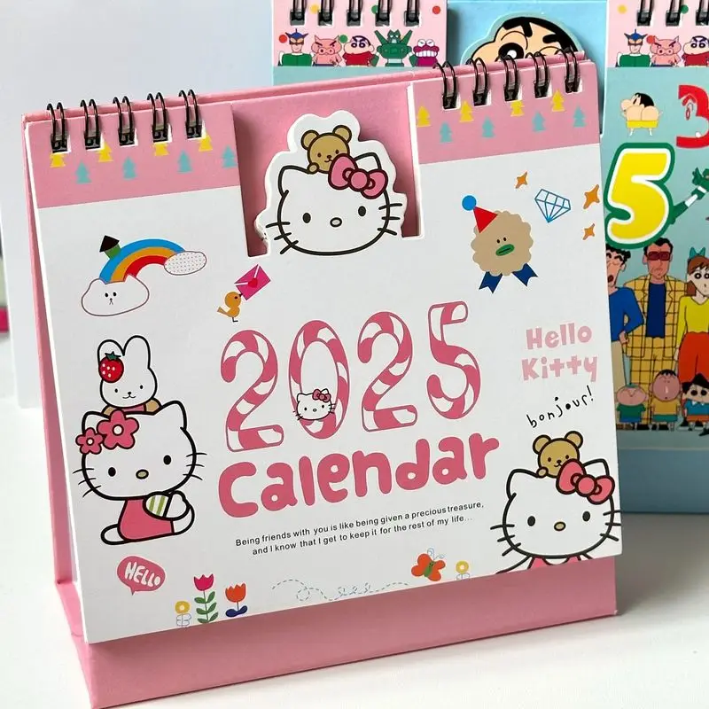 2025 Calendar Sanrio Hello Kitty Cinnamoroll Desk Calendar Ornament Cartoon Calendar Planner Agenda Versatile Office Supplies