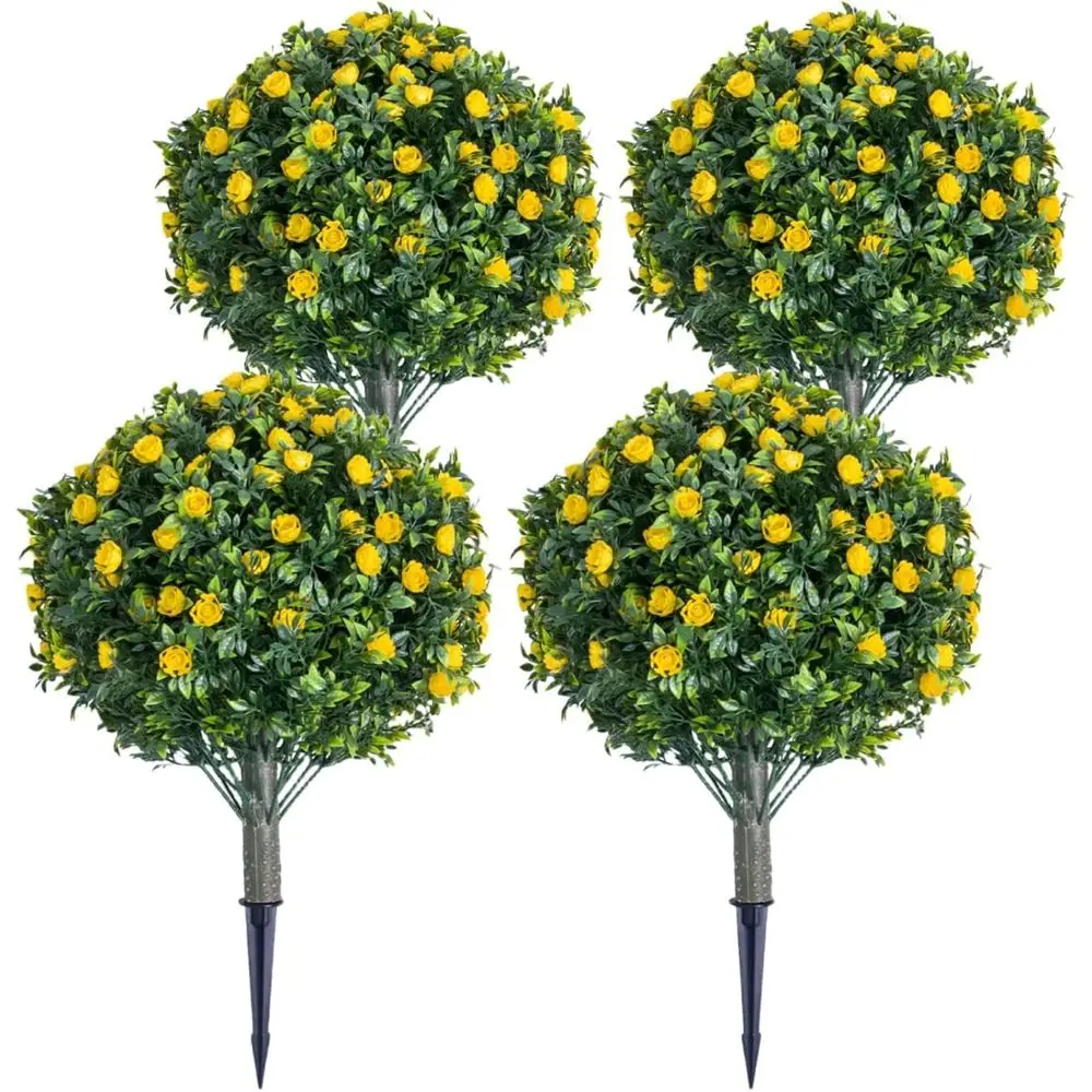 

Набор из 4 искусственных желтых розовых сфер в горшках для использования в помещении и на открытом воздухе.