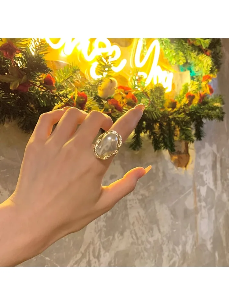 ヨーロッパとアメリカの宮廷スタイルの不規則なパールリング個性誇張されたオープン人差し指リングレトロリング