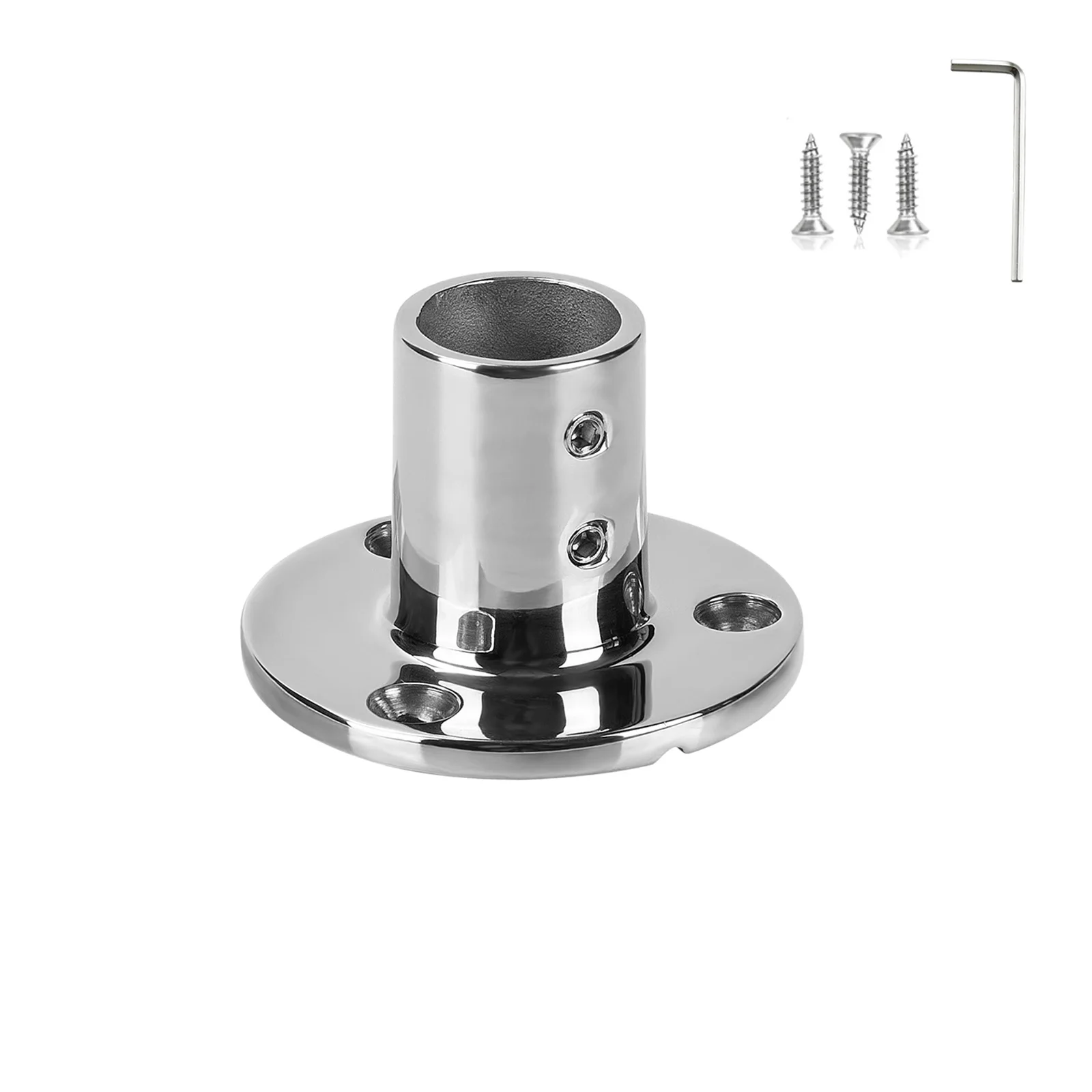 Marine Grade Boat Hand Rail Base, Durable, Versatile Application, 316 Ss Round 90 Degree Base Rail Fitting for 7/8 inch Tube