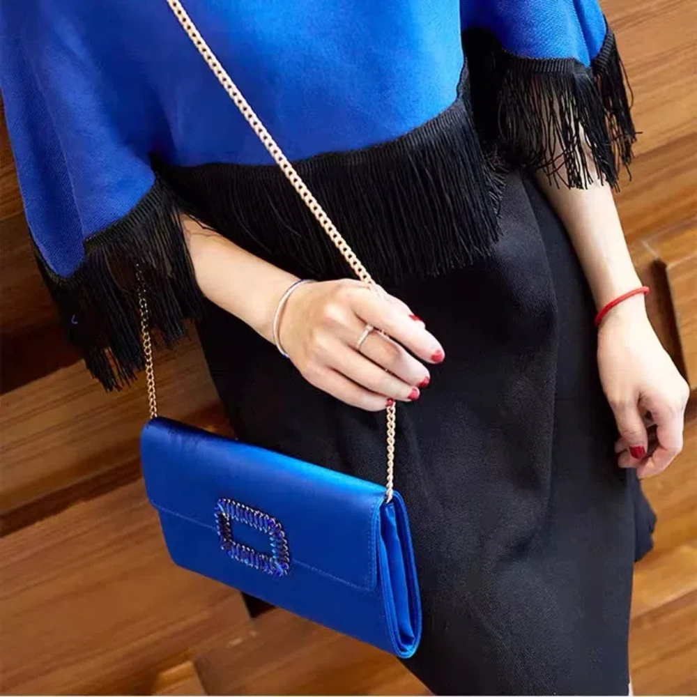 Fashion Simple Design Women Clutch Bag Royal Blue 2021 Brand Trendy Handbag For Women Wedding Party Rhinestone Purse Clutches