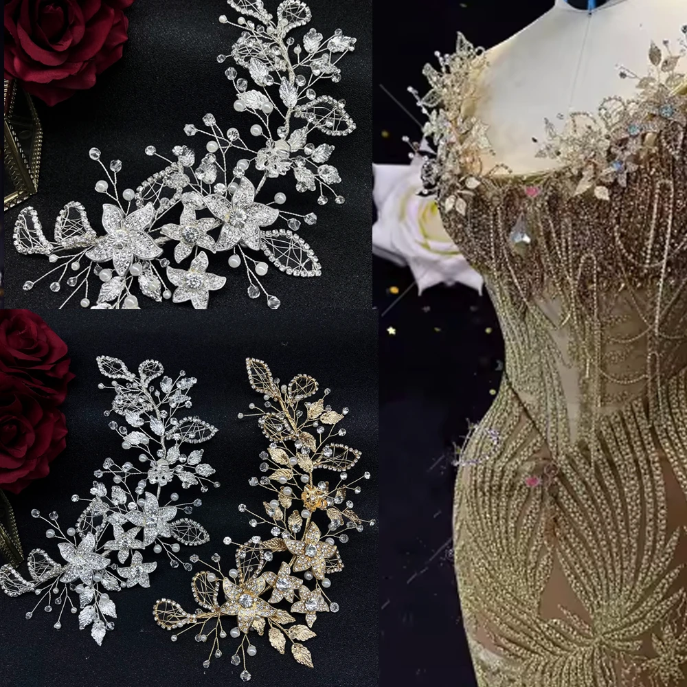 DZ218  1PC Shiny Rhinestone Applique High Quality Patches Repair For DIY Handmade Wedding Dress Decoration