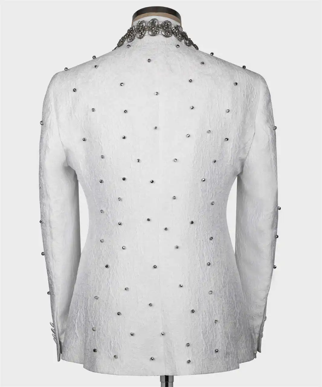 Modne Garnitury Ślubne Męskie Nowy Garnitur Biznesowy Przystojny Koraliki Szyte na Miarę Pan Młody 2-częściowe Okazje Formalne Impreza Duże Rozmiary Personalizowane