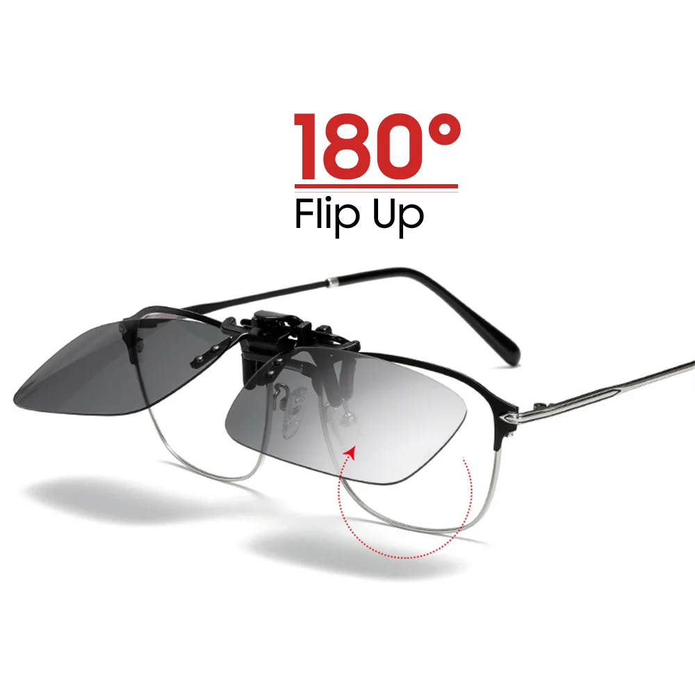 VIVIBEE Klassische Flip Up Clip auf Sonnenbrille Angeln Männer Quadratische Polarisierte Linse Nachtsicht Fahren UV400 Frauen Gläser – Detail 3