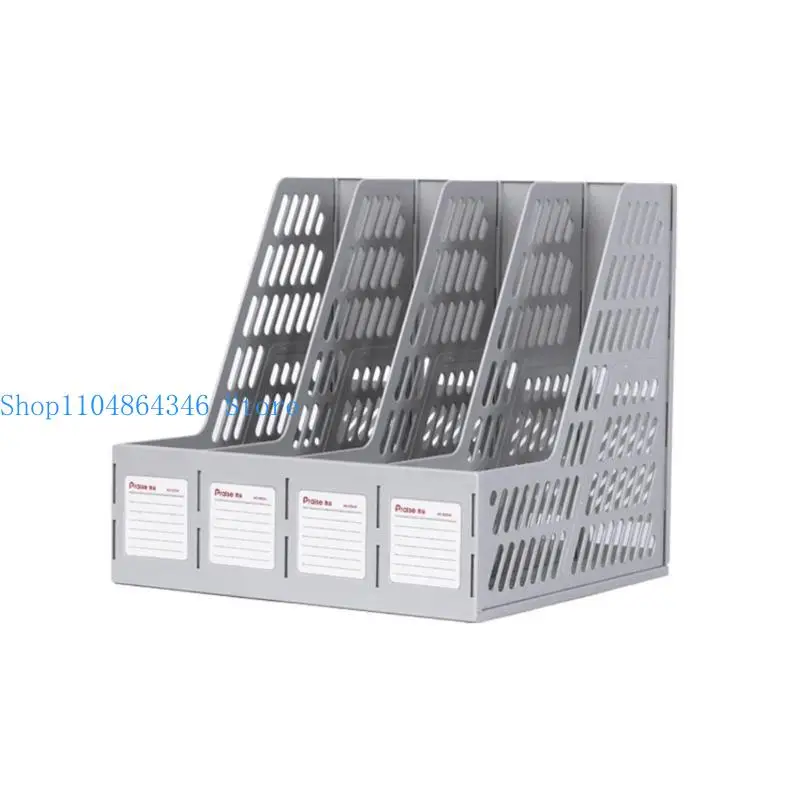 5asd File Holder Large Capacity File Storage Box with 4 Vertical Compartment for Home