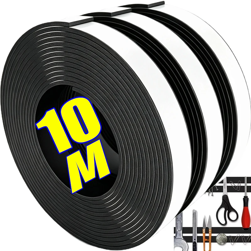 10/1m Self Adhesive Magnetic Tape Cuttable Rubber Magnetic Strip for DIY Photo Poster Fixing Tape Home Office Storage Tools