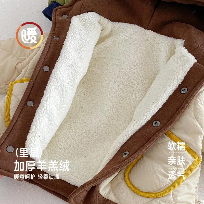 Children's Fashion Cotton Jacket 2025 New Winter Boys' Hooded Cotton Jacket Baby Korean Edition Thick Cotton Jacket