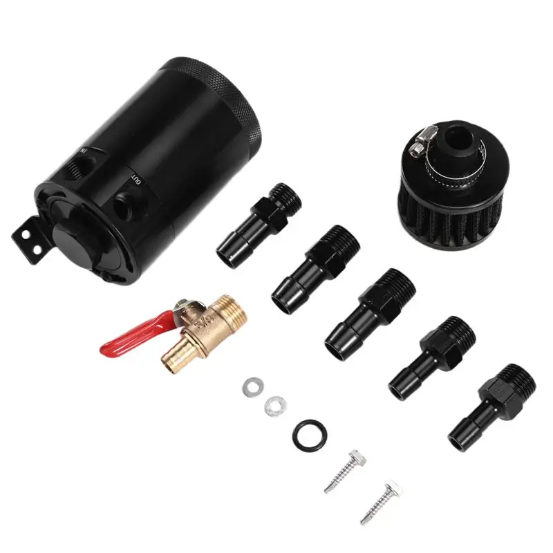 Universal Car Oil Catch Can Tank Reservoir Separator 2 Port Fluid Filter Cylinder Breather Universal Car Baffle