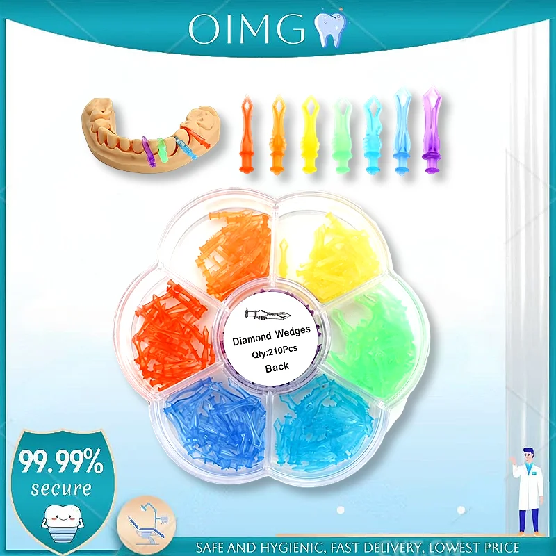 

210Pcs Colored Dental Diamond Wedges Plastic Adaptive Interproximal Tooth Restoration Dentistry Instruments
