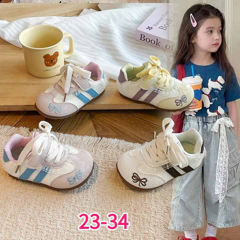 Kids Sneakers Girls Butterfly Embroidery Soft Toddler Shoes All‑Season Sports Footwear for Daily Walking Children's Single Shoes