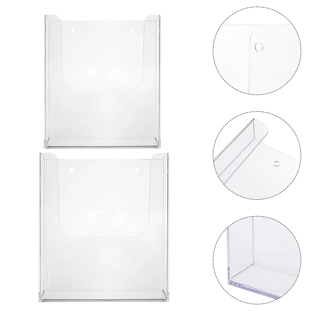 

2pcs Acrylic Document Holder Transparent File Storage Stand For Brochures Pamphlets Menu Card Display Retail Office Use