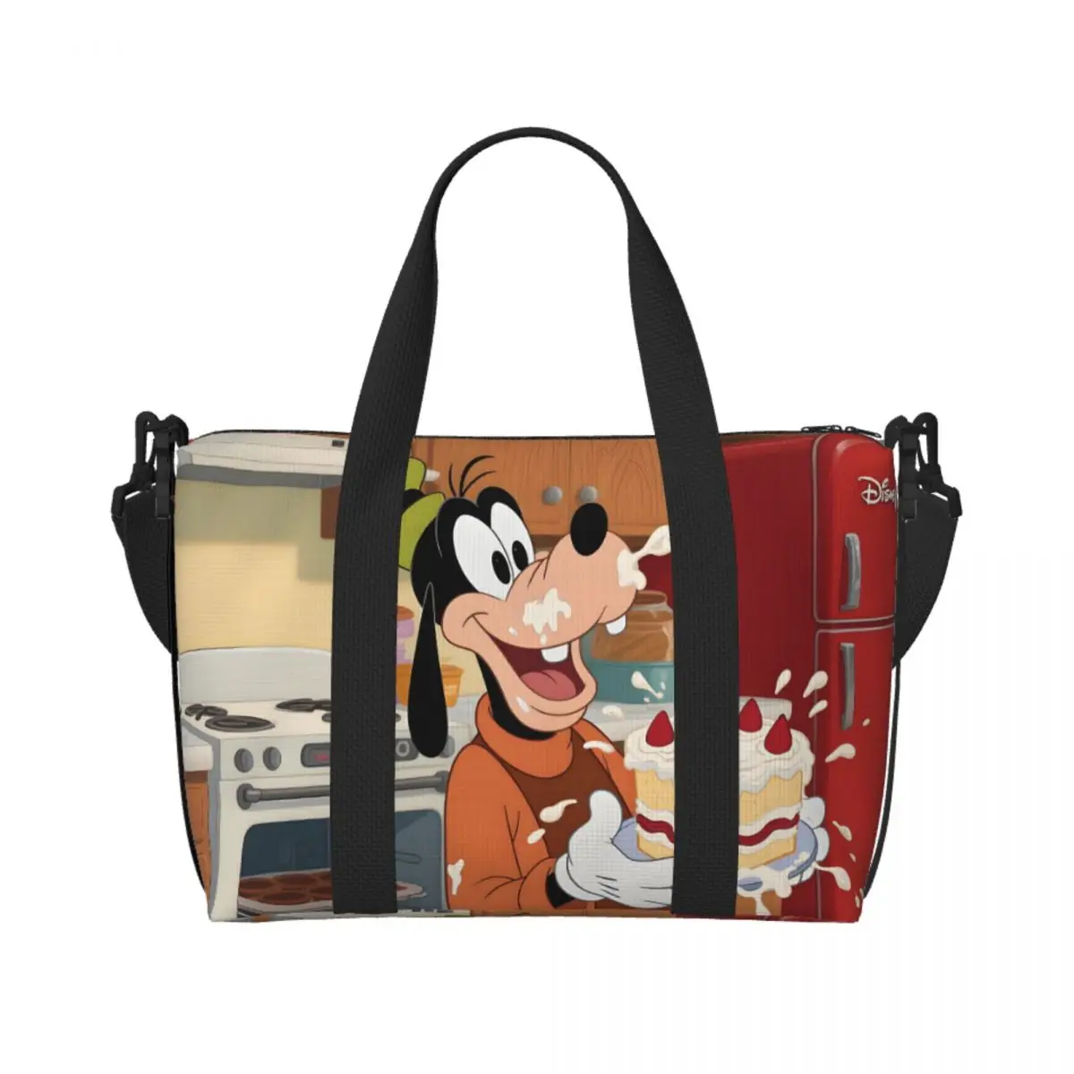 

Custom Goofy Beach Tote Bag for Women Classic Cartoon Movie Pattern Big Compartment Beach Gym Travel Bags