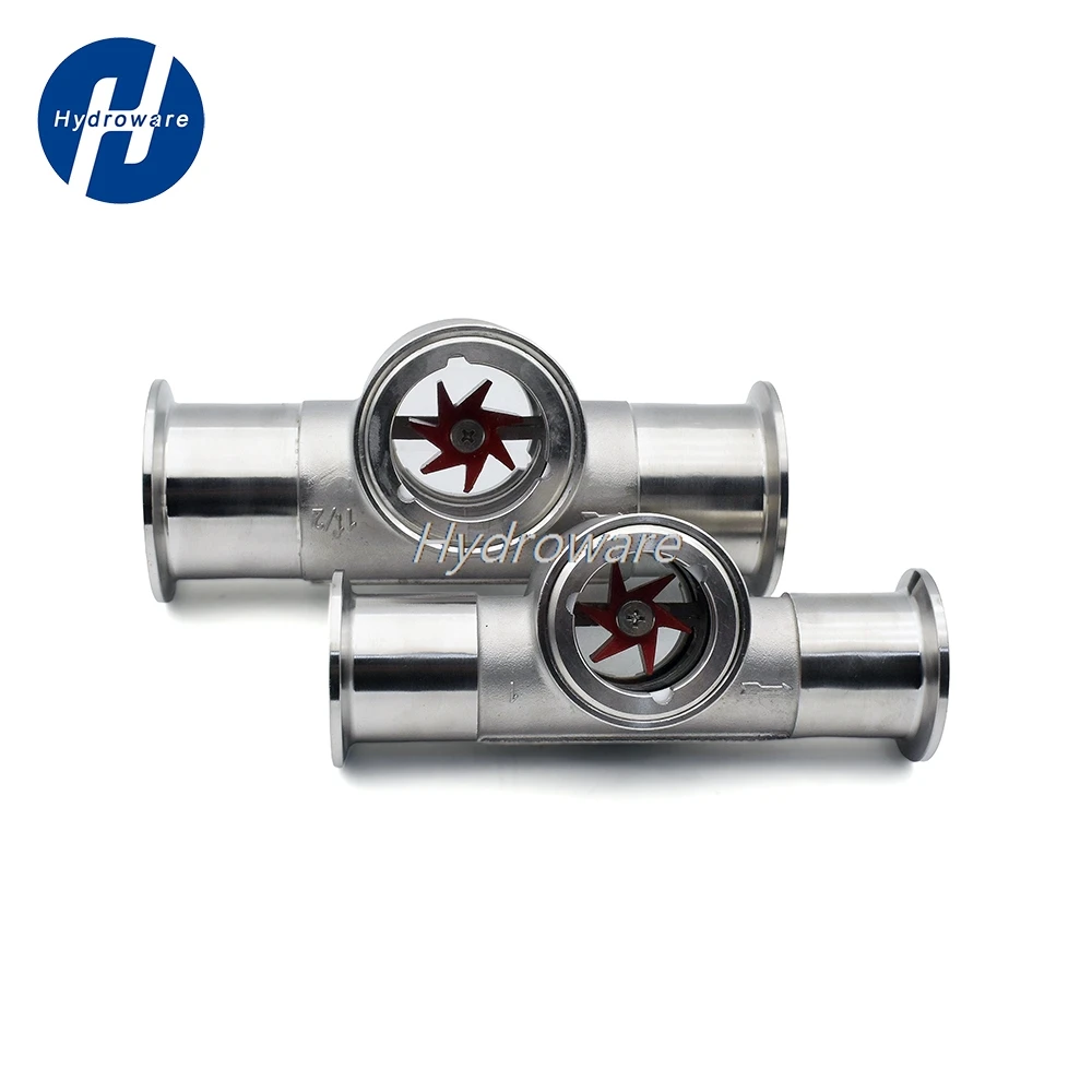 

1.5"/2"SS304 Stainless Steel Window Flow Indicator with Impeller Observer,Three Clamp OD50.5-64mm,Industrial Liquid Flow Monitor