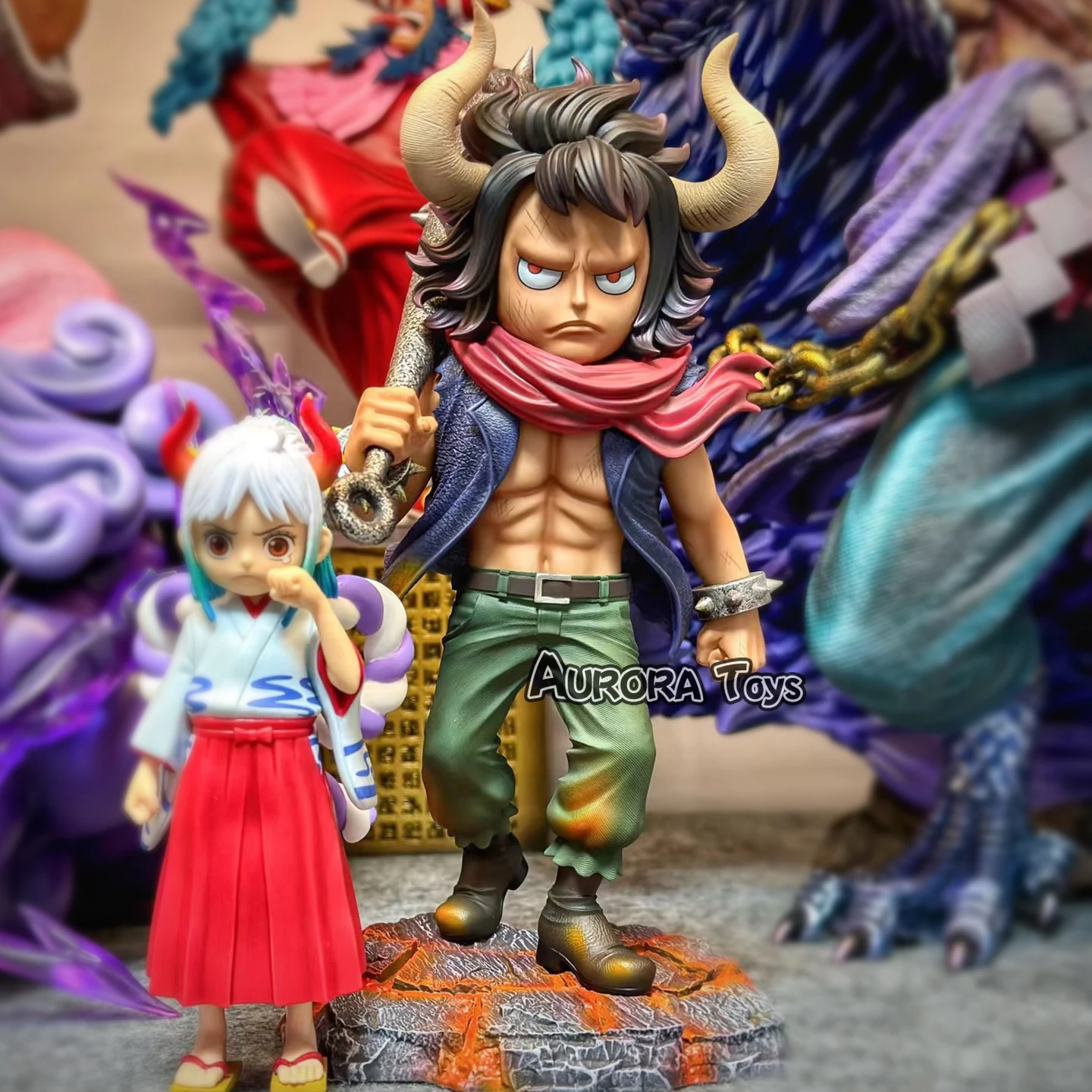 24cm/9.4nin Anime One Piece Figure childhood Kaidou Figure PVC Statue Collectible Model Toys Gifts