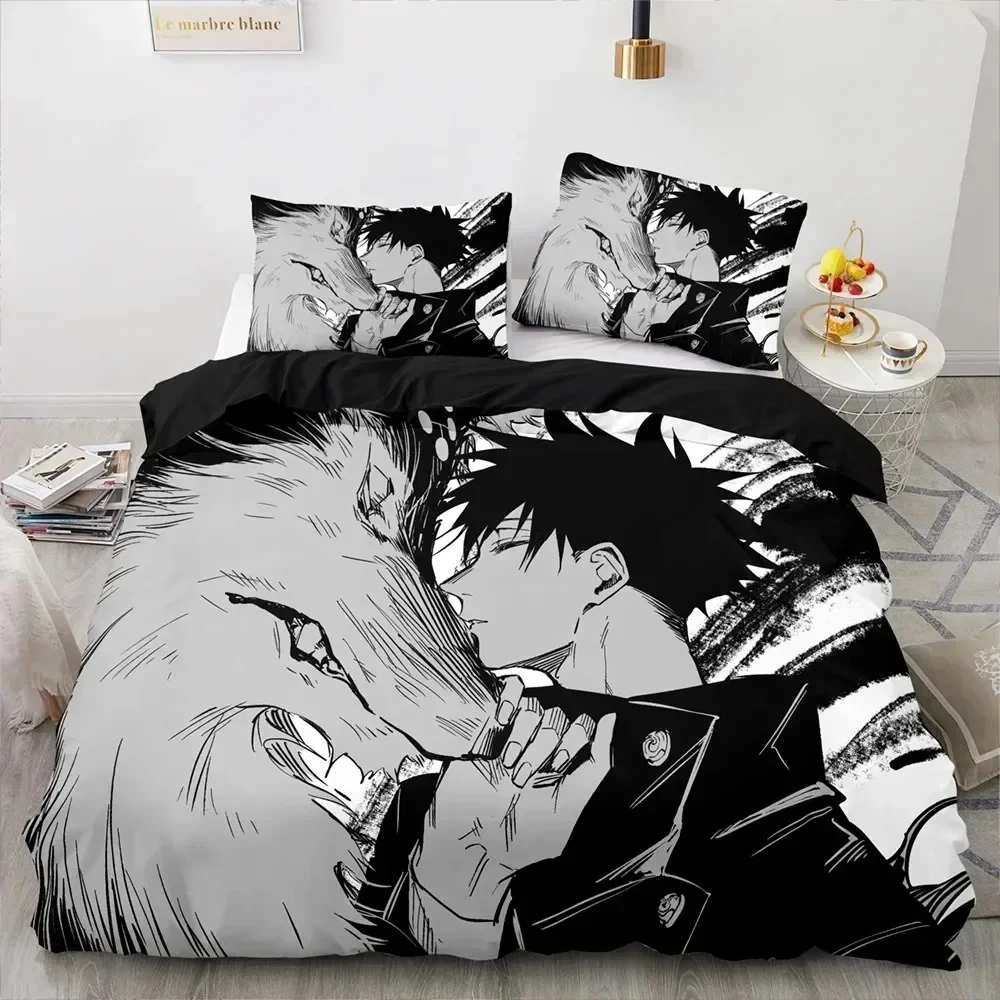 

New Anime Jujutsu Kaisen Single Twin Bedding Set Print With Pillowcase Bed Duvet Cover Soft Single Double Queen Super King Size