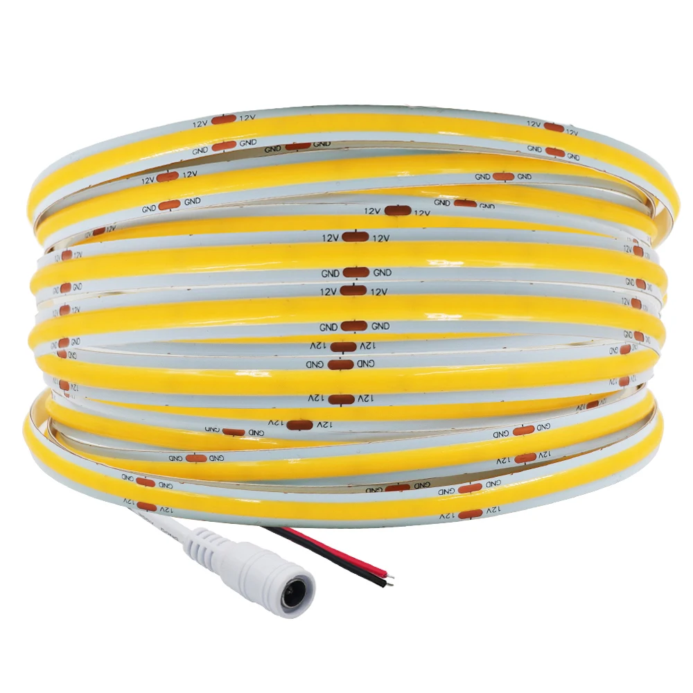 Tira de luces LED COB de alta densidad, cinta Flexible de 12V, 24V, 8mm, 320LED/M, RA90, 3000K, 4000K, 6000K, rojo, azul, rosa, FOB, regulable