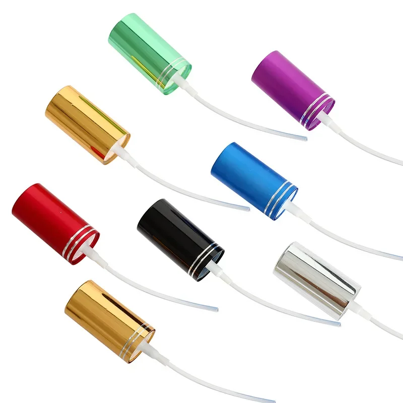 หมวกเงิน สีดํา ทอง ฝาอลูมิเนียม สเปรย์ปั๊ม ฝาครอบหัว ขวดแก้ว เครื่องพ่นน้ําหอมที่ใช้บังคับ, ปั๊มสเปรย์หมอกละเอียดพร้อมฝาปิด