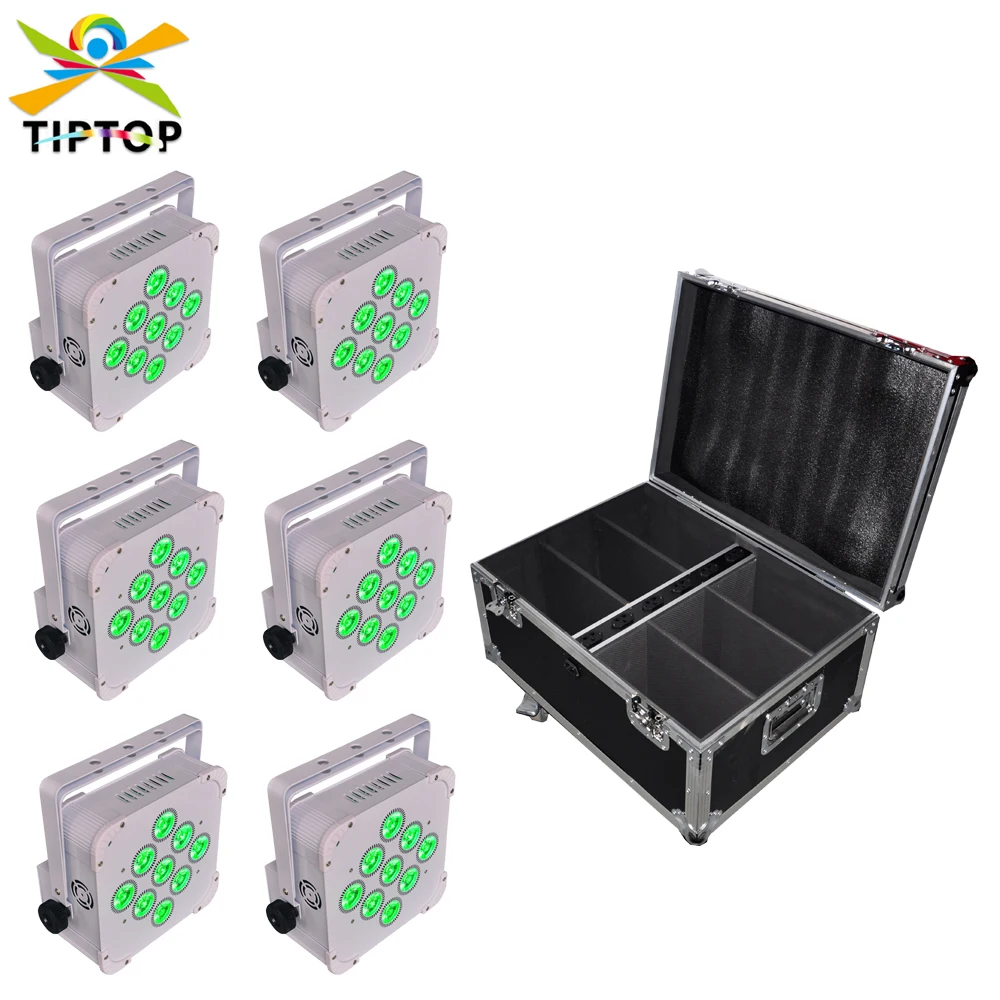 

6IN1 Charging Flightcase Pack 9x18W Wireless Battery Led Par Light LCD Display Strobe Flash Light DMX for DJ Disco Party Music