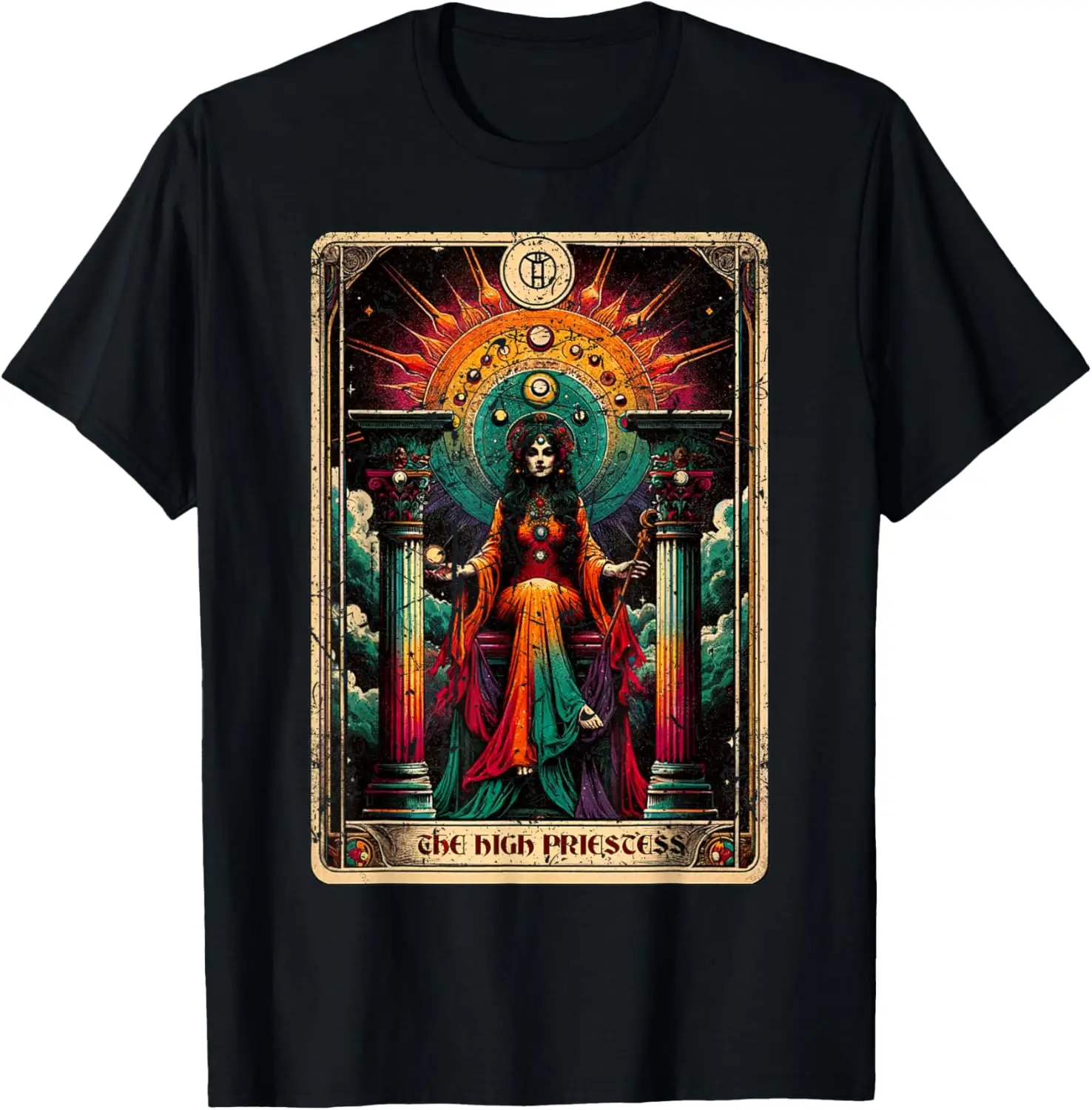 The High Priestess Tarot Card Cottagecore T-Shirt 100% Cotton Trendy Y2K Short-Sleeve Tee-Soft, Quick-Drying, Moisture-Wicking;