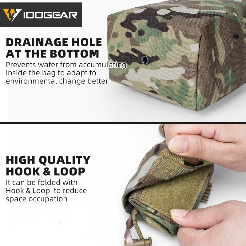 IDOGEAR-Bolsa de reciclaje táctica plegable, MOLLE Drop, duradera, Mini 35116