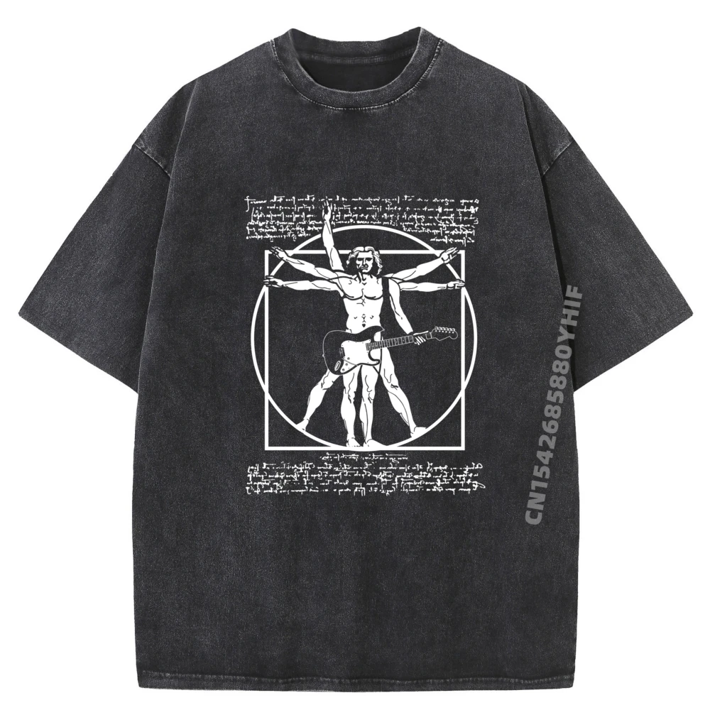 

Витрувианский человек, гитарист, рок-звезда, Леонардо да Винчи, гитара, простые футболки, оптовая продажа, мужские футболки, свободная мытая футболка