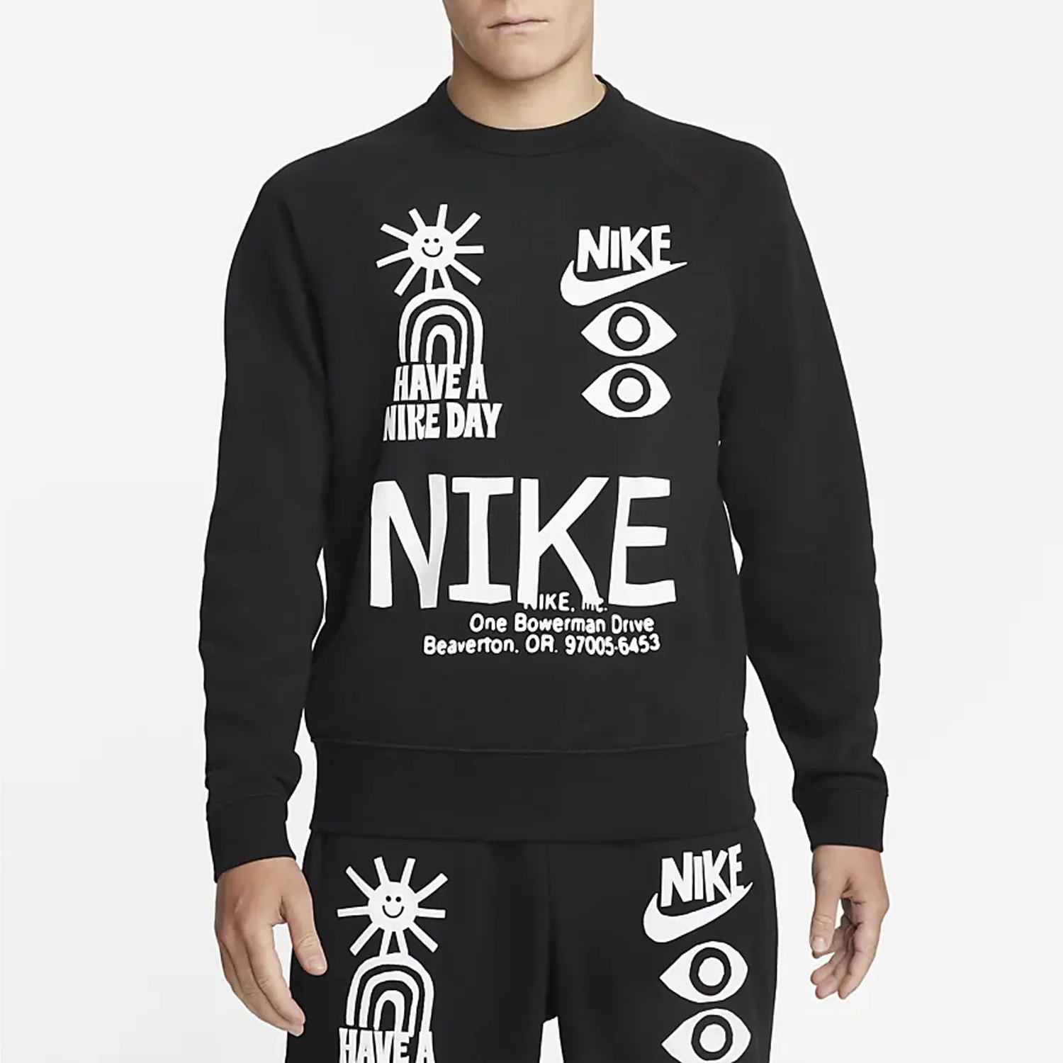 

Nike Authentic Autumn and Winter New Men's Sports Casual Printed Round Neck Sweatshirt DQ4170-010