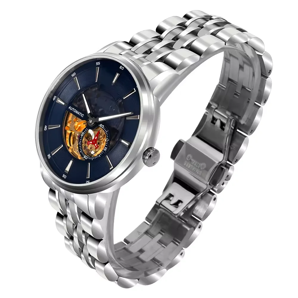 Private logo customized sapphire glass automatic movement watch for men 316L stainless steel 5ATM waterproof men watch