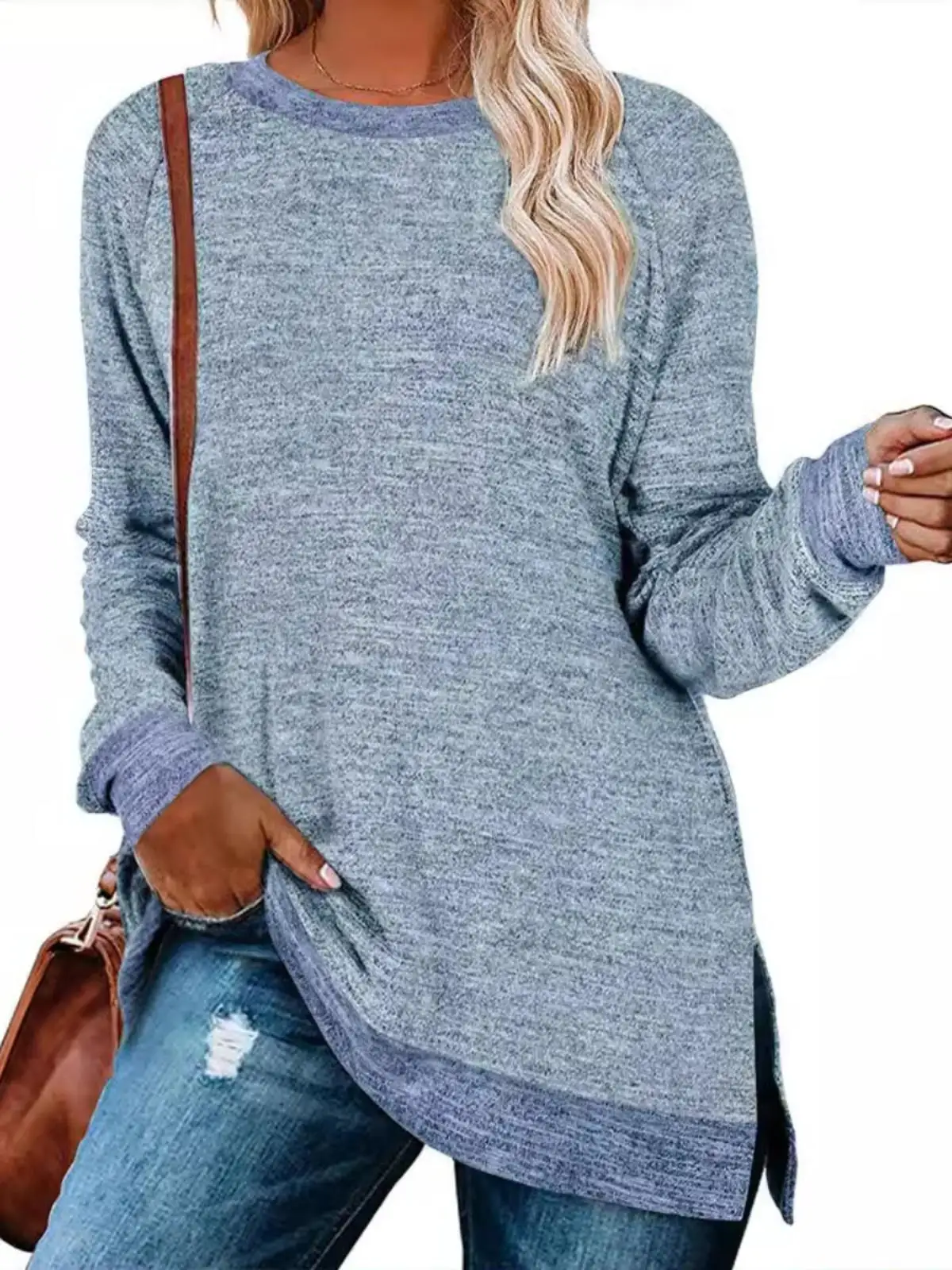 T-shirt décontracté pour femmes, coupe ample, rond, Ne Long, Sve, basique, moderne, Faion, couleur saison d'automne