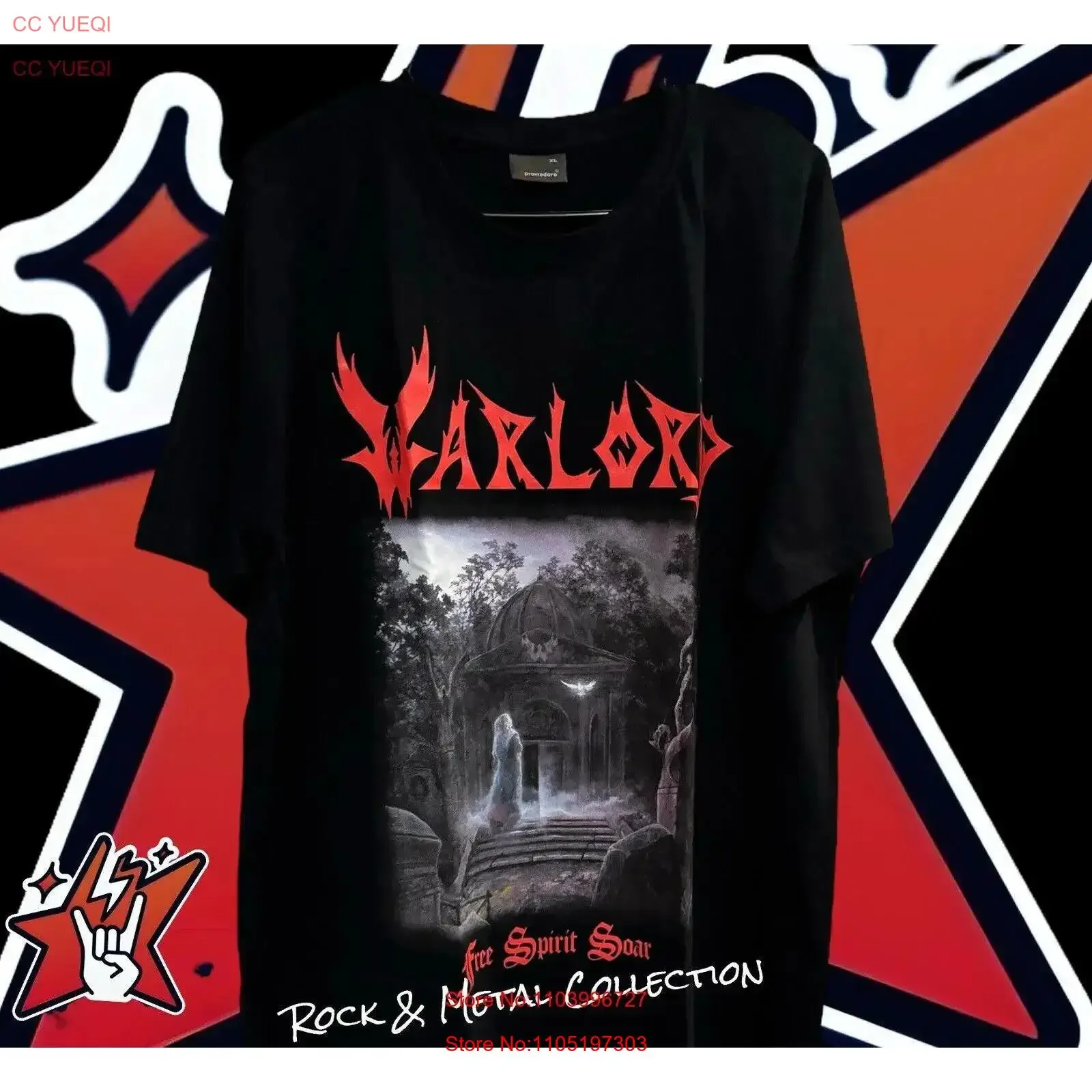 تي شيرت Warlord مقاس جديد XL رسمي من المعدن الثقيل Chastain Grim Reaper Omen عتيق مغسول وقابل للتنفس جرافيك غير رسمي #1