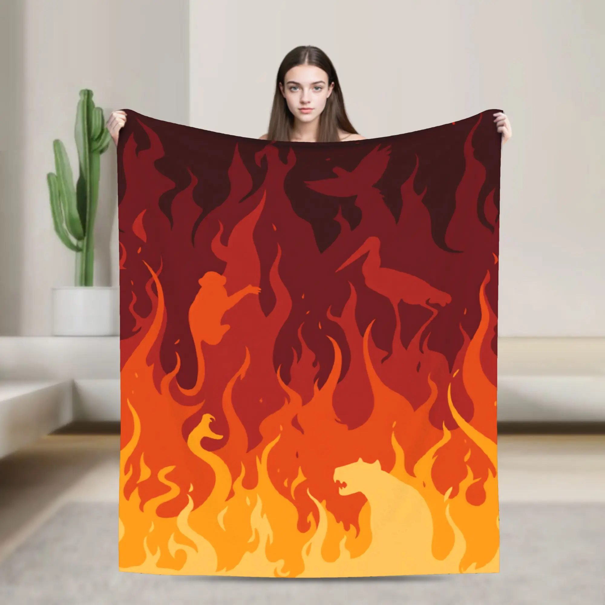 Fire Flames Soft Warm Blanket  Child Plush Throw Blanket Street Trend Outdoor Flannel Bedspread Sofa Bed Cover