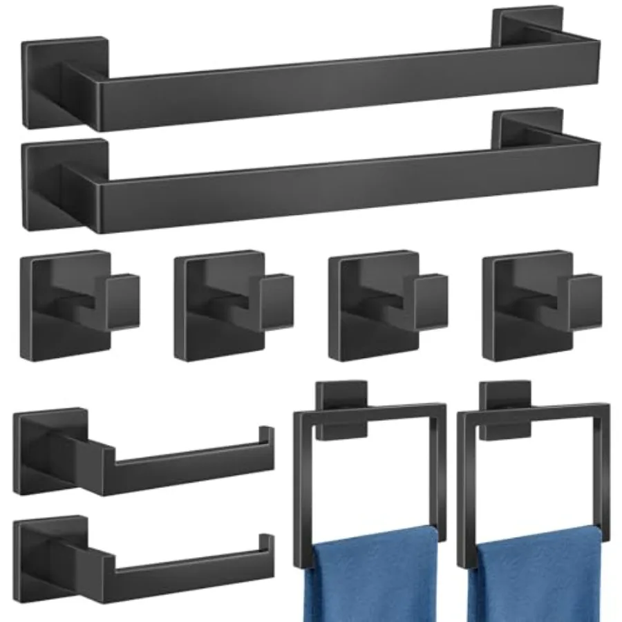 

atroom Accories t 10-Piece Stainl Steel ern Wall Mount Towel Racks for atroom 16In Matte lack