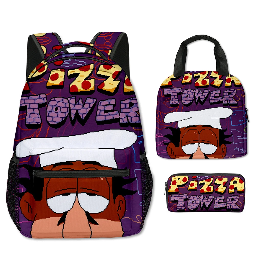 

Hip Hop Popular Funny Pizza Tower 3D Print 3pcs/Set School Bags Laptop Daypack Backpack portable Lunch bag Pencil Case