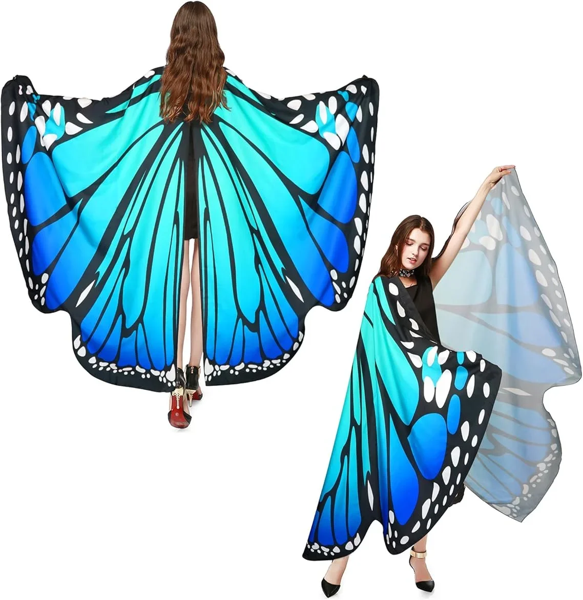 

Костюмы для косплея, костюм с крыльями бабочки, женский красочный фестиваль, шаль с крыльями бабочки, накидка с накидкой бабочки, костюм для взрослых на Хэллоуин
