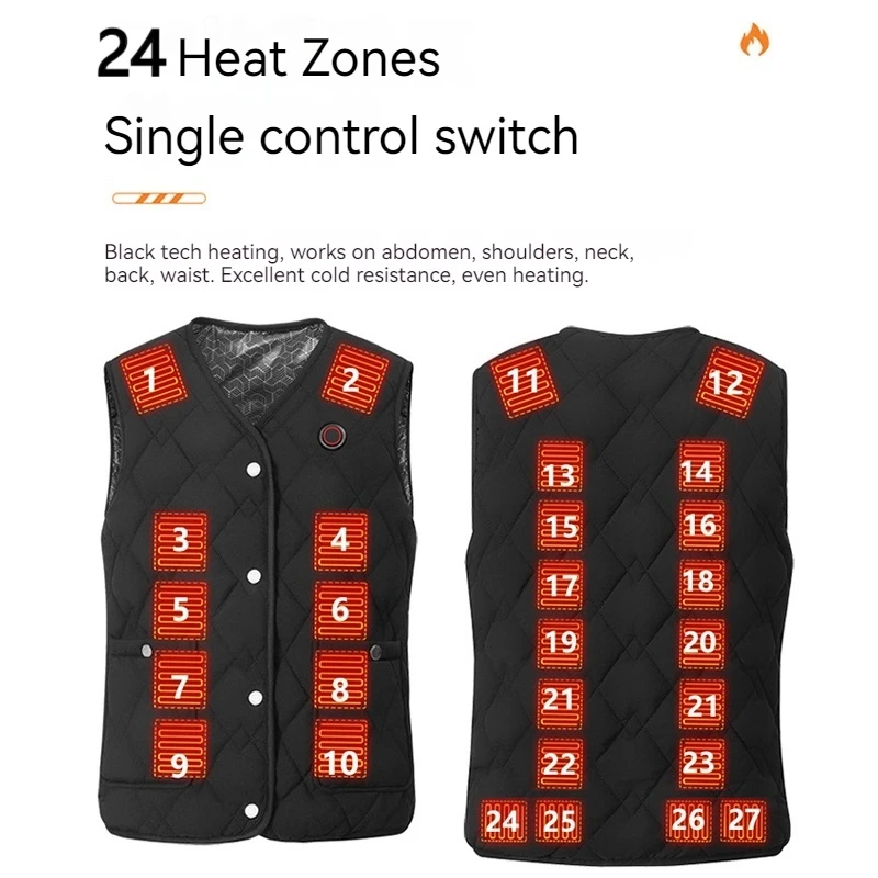

Men Women 24 Areas Heated Vests Usb Charging Heated Jacket Washable Keep Warm Hiking Vest Winter Fishing Skiing Heated Coats