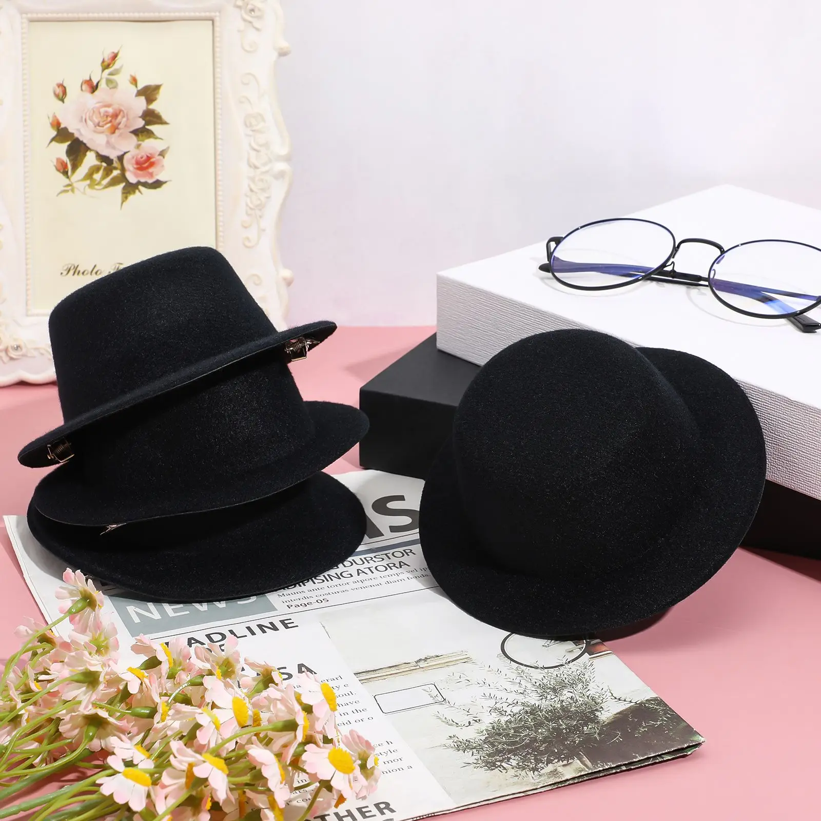 4 pçs chapéu embrião pequeno topo grampo de cabelo chapéus e bonés femininos presilhas de cabelo topos formal escovado bebê