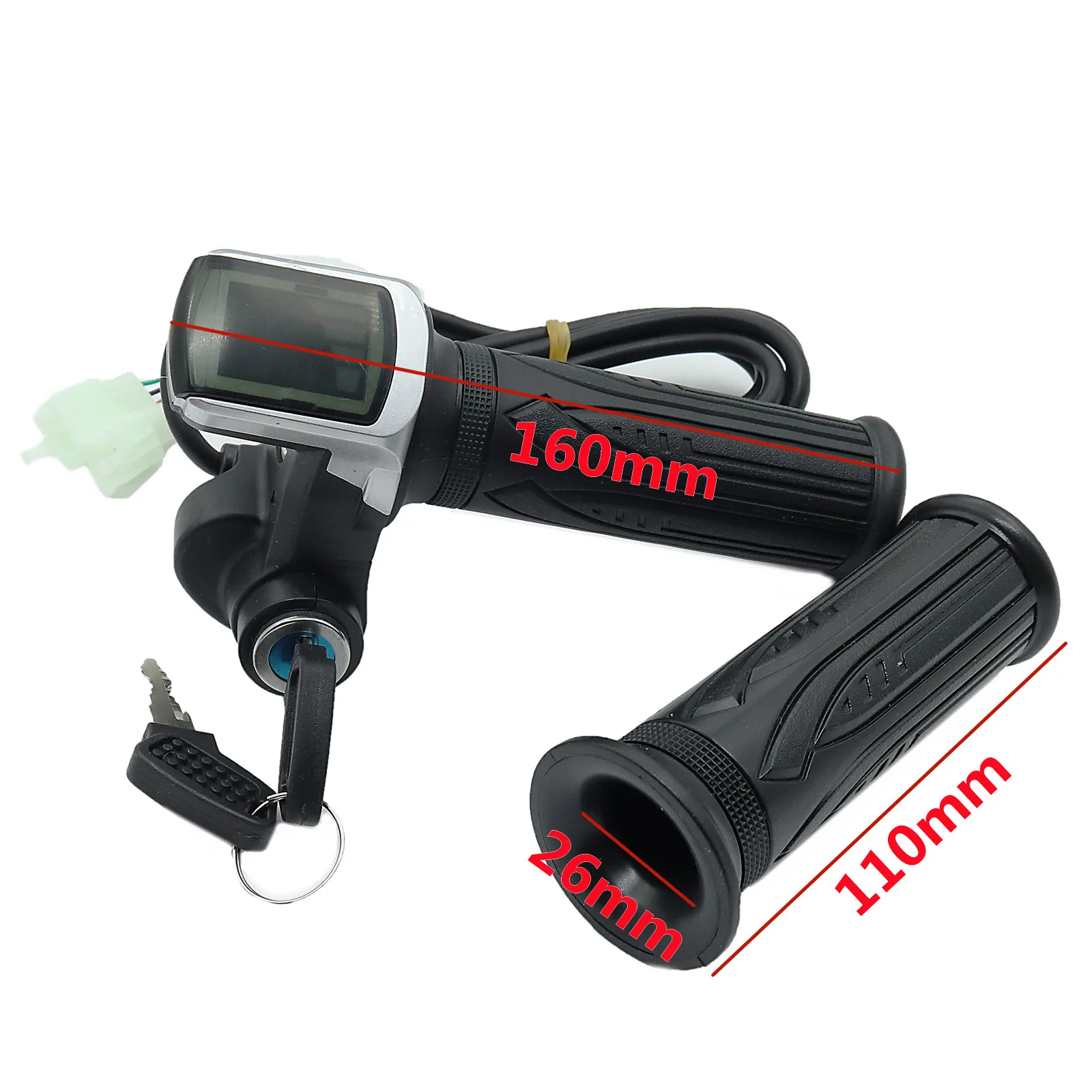 1Pair Electric Scooter Bike Throttle Speed Adjustment Handle with Key Lock Display Divides LCD Grip 24V 36V 48V